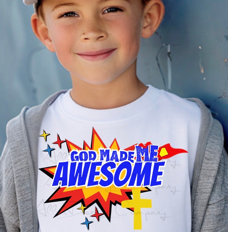 God Made Me Awesome Kids T-Shirt | Christian Youth Tee