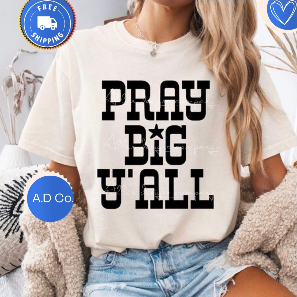 Pray Big Yall Shirt | Country Shirt | Southern Girl Shirts | Jesus Shirts | Gospel Tee | Church outfits | Color Sand