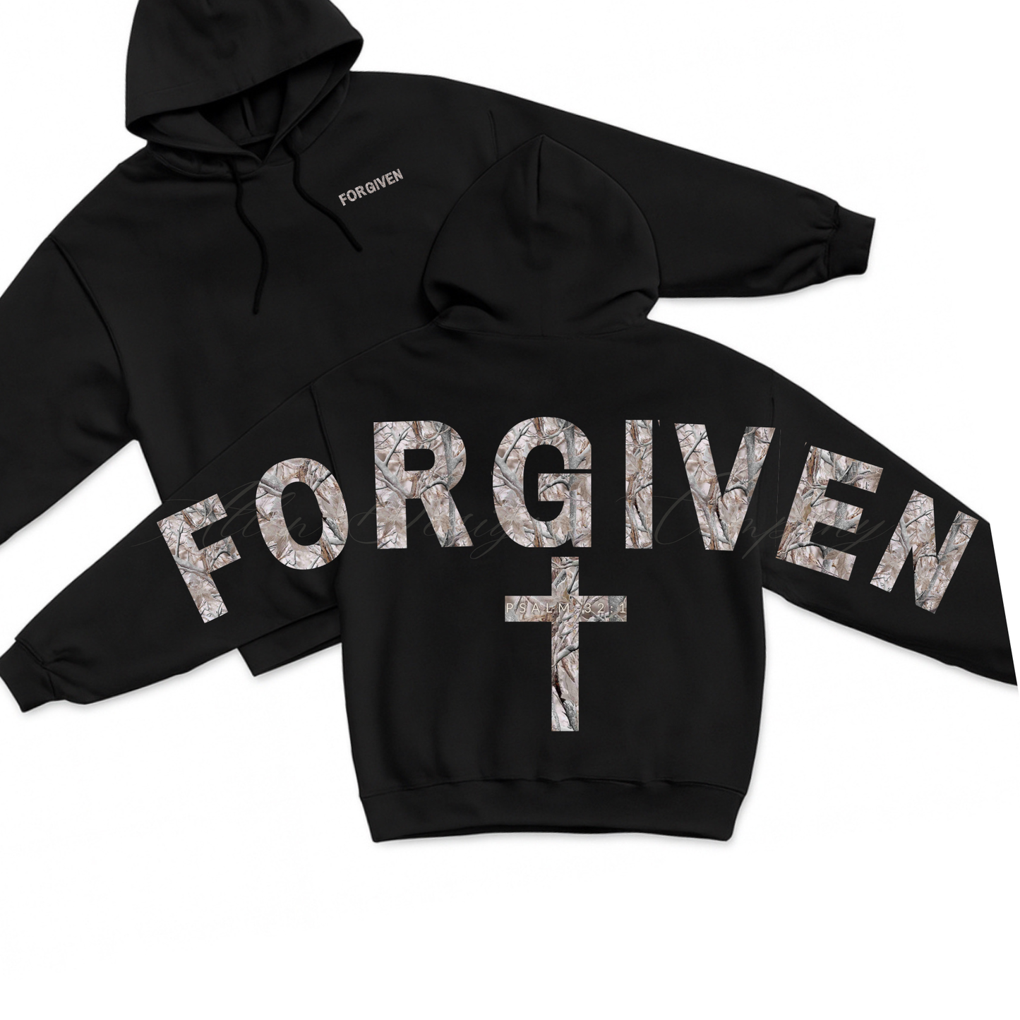 Forgiven Winter Camo Hoodie | Camoflauge | Psalm Sweatshirt | Hunting Shirt | Psalm Shirt