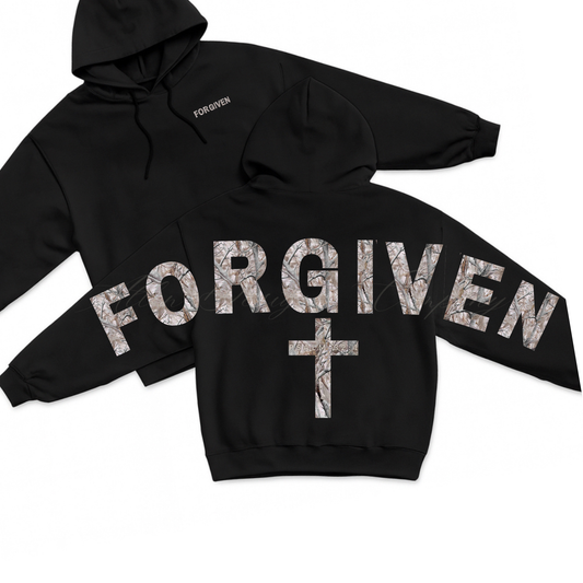 Forgiven Winter Camo Hoodie | Camoflauge | Psalm Sweatshirt | Hunting Shirt | Psalm Shirt