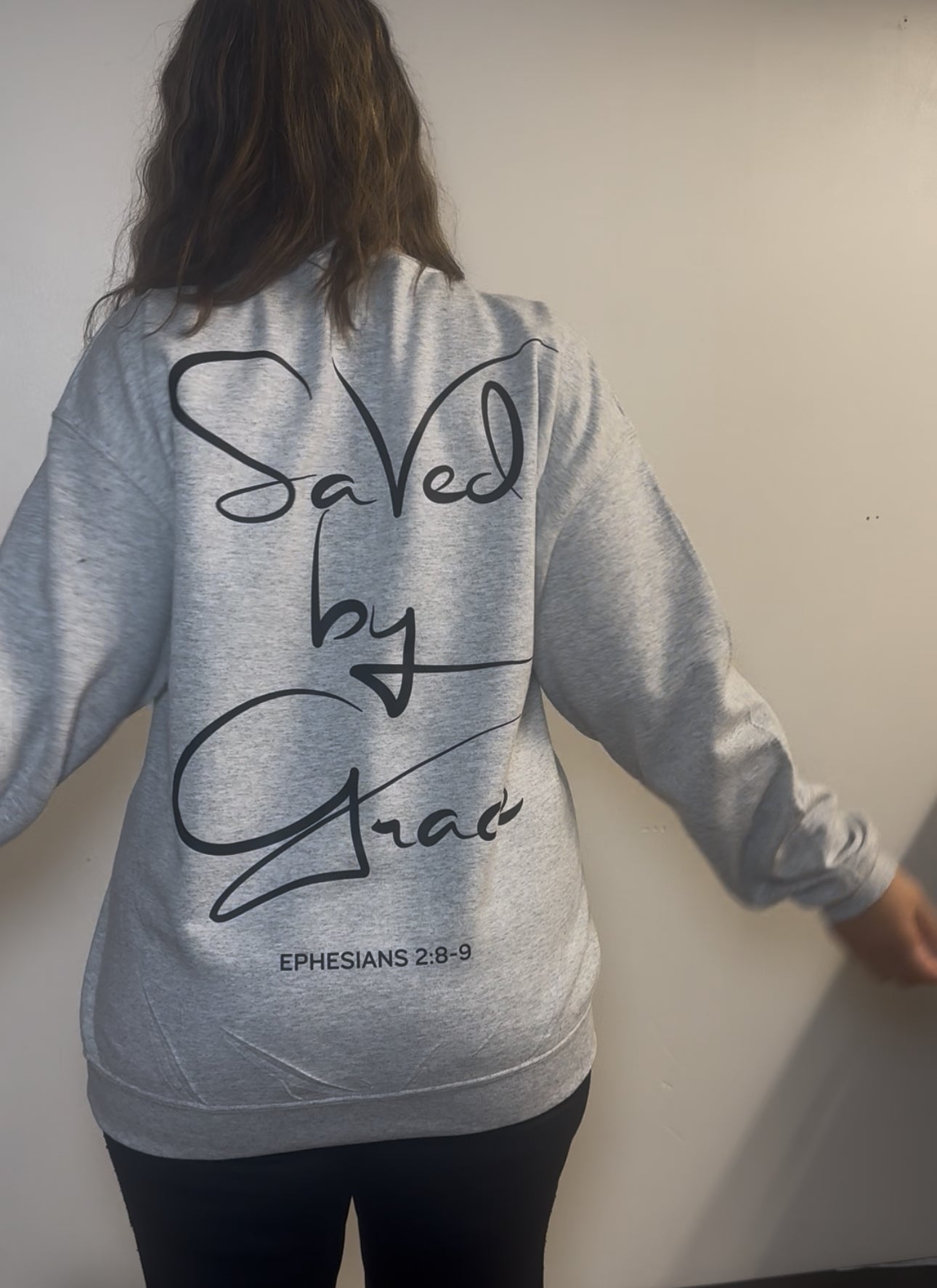 Saved By Grace Sweatshirt | Christian Crewneck | Faith Quote Pullover | Religious Apparel | Bible Verse Sweater | Jesus Gift