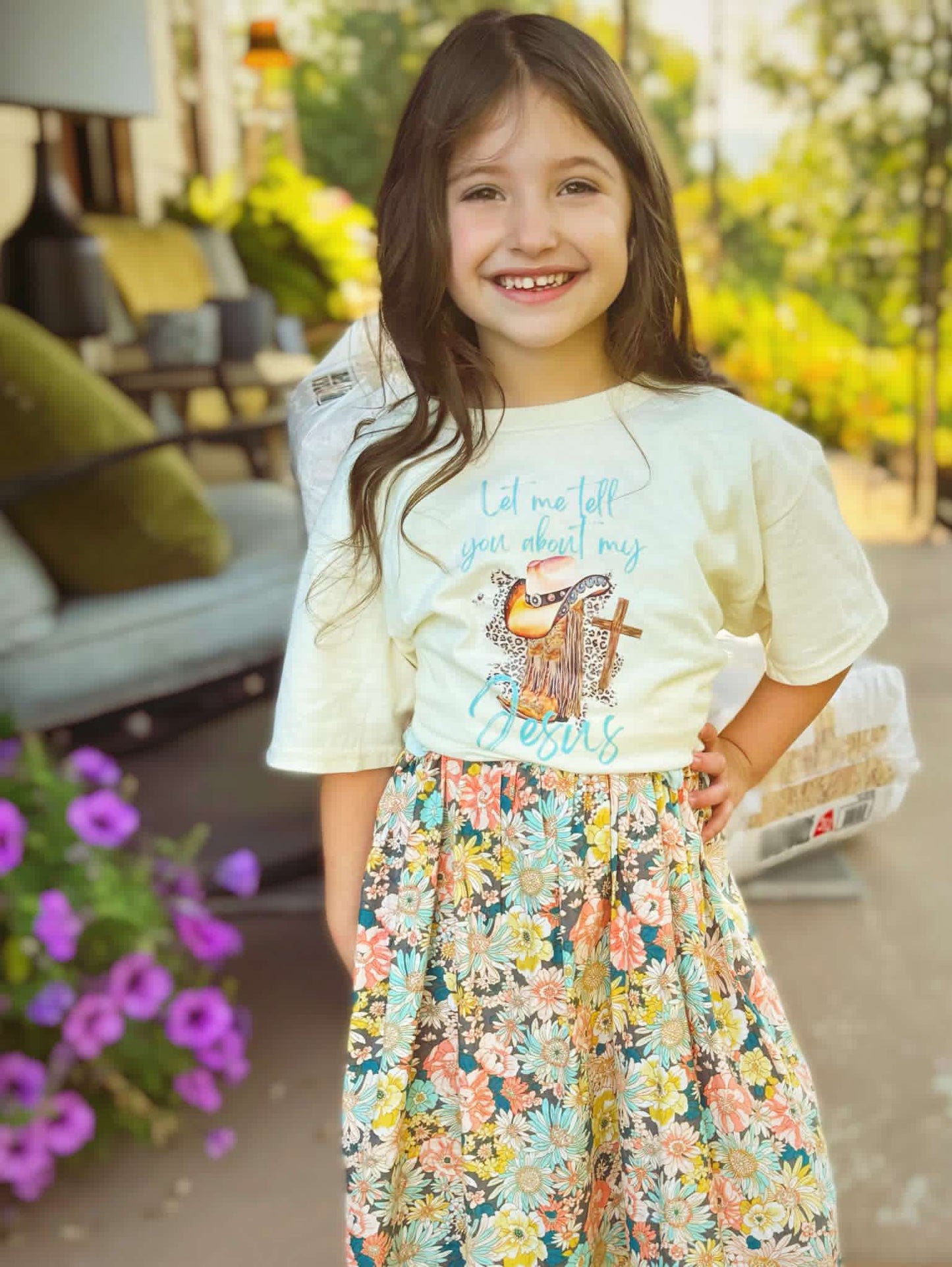 Girls' "Let Me Tell You About My Jesus" Graphic Tee | Western Christian Kids T-Shirt