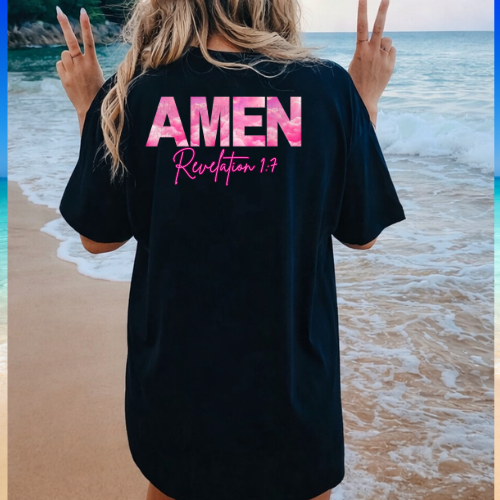 Pink Cloud T-Shirt | Amen Sweatshirt | Summer Style Hoodie | Christian Streetwear | Dreamy Religious Streetwear